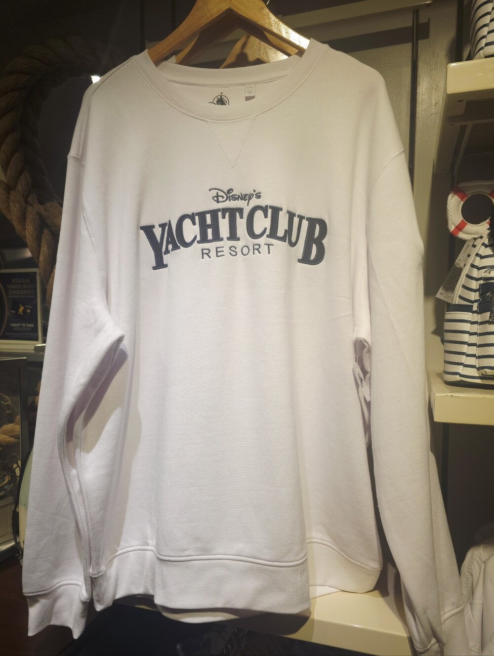 Disney White Sweatshirt with Navy, Teal and Orange Embroidered Nautical Patches